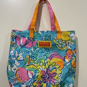 Lilly Pulitzer Vibrant Floral Tote with Pink and Orange Accents